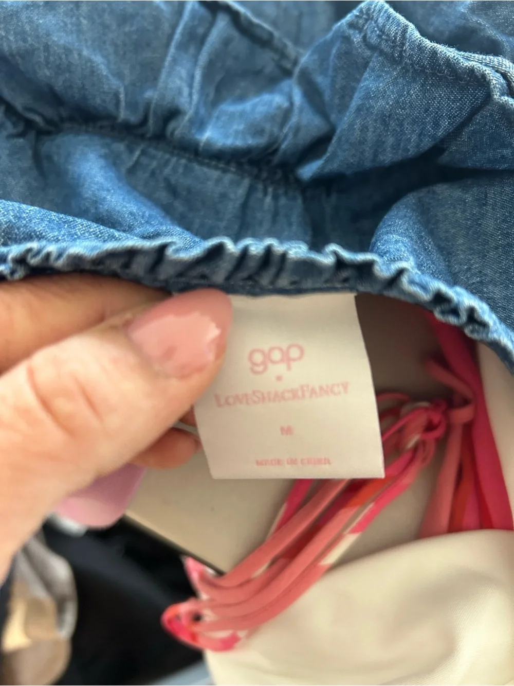 Gap x LoveShackFancy Girls Chambray Ruffle Sleeve Top Size Medium